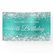 Silver Glitzer Turquoise Foil 50. Geburtstag