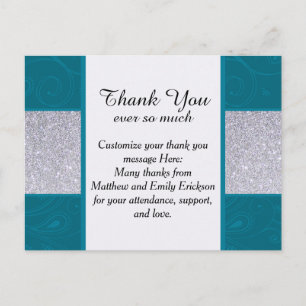 Silver Glitzer und Aqua Aquamarin mit Wirblem Desi Postkarte