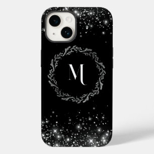 Silver Glitzer und Black elegant Mit Monogramm Case-Mate iPhone 14 Hülle