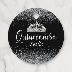 Silver Glitzer und Black Quinceñera Geschenkanhänger