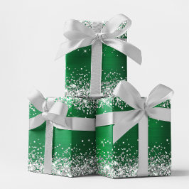 Silver Glitzer und Helle Holiday Green Ombre Foil Geschenkpapier Set