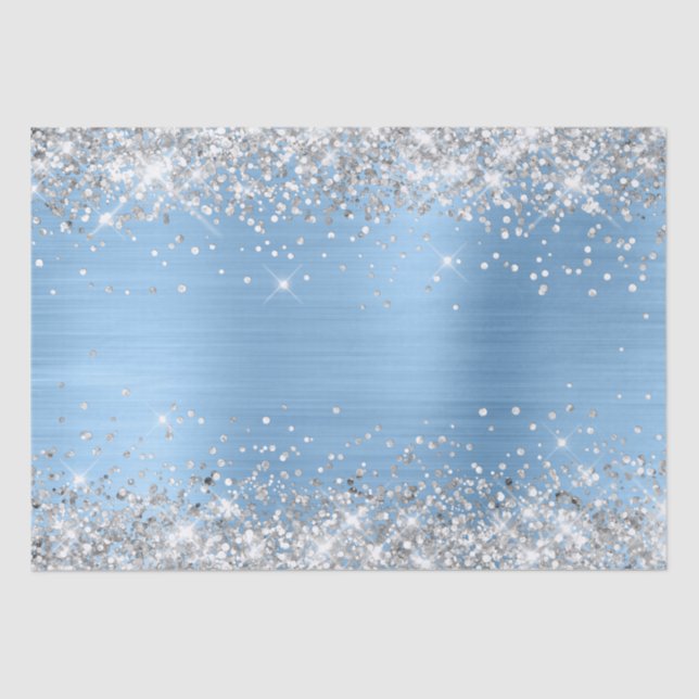 Silver Glitzer und Light Blue Ombre Foil Seidenpapier (Vorderseite)