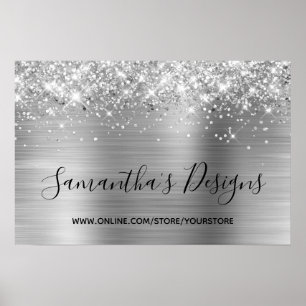 Silver Glitzer und Metallic Foil Online Store Poster