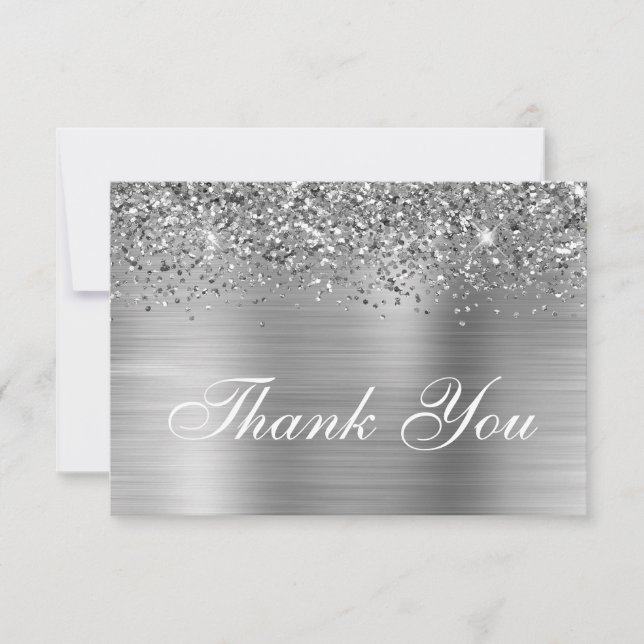 Silver Glitzer und Ombre Foil Dankeskarte (Vorderseite)