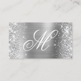 Silver Glitzer und Shiny Foil Extravagant Mit Mono Visitenkarte