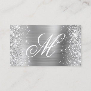 Silver Glitzer und Shiny Foil Extravagant Mit Mono Visitenkarte