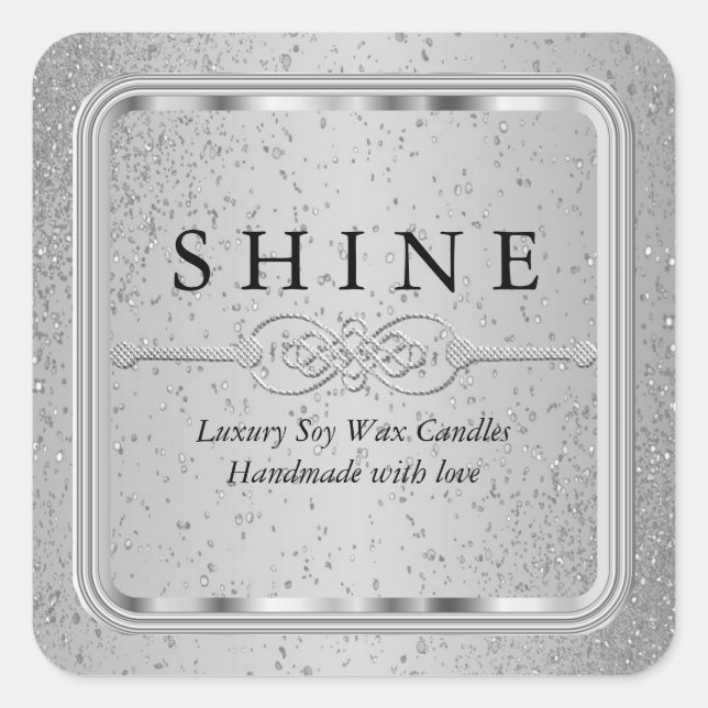 Silver Glitzer und Silver Labels Square Quadratischer Aufkleber (Vorderseite)