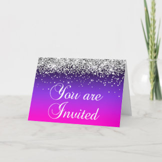 Silver Glitzer Violet Pink Ombre Sie sind eingelad Einladung