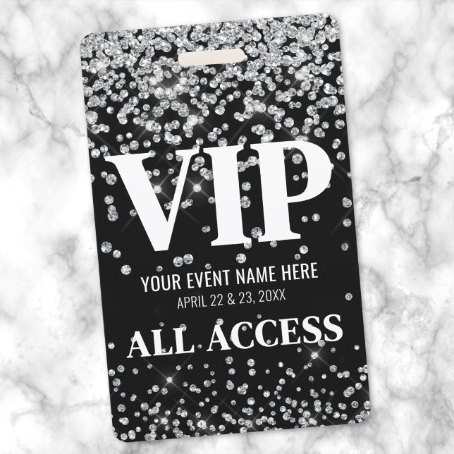 Silver Glitzer VIP-Ereignis Ausweis (Silver Glitter VIP Event Badge)