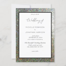 Silver Glitzer Wedding Einladung