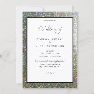 Silver Glitzer Wedding Einladung