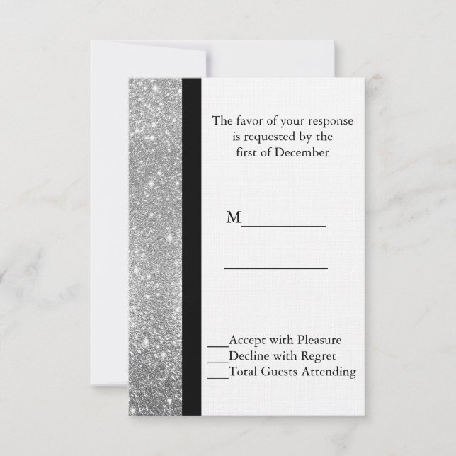 Silver Glitzer Wedding RSVP Card (Vorderseite)