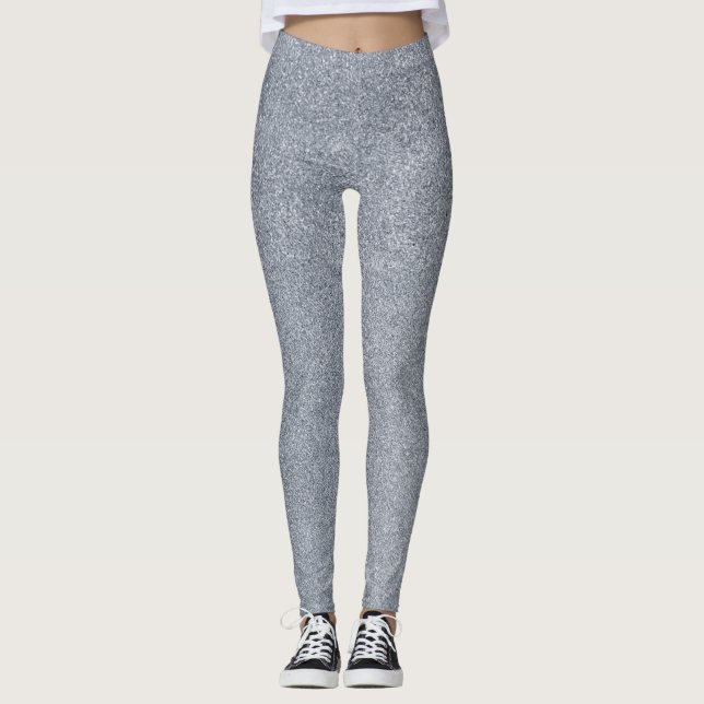 Silver Glitzer Weihnachten Leggings (Vorderseite)