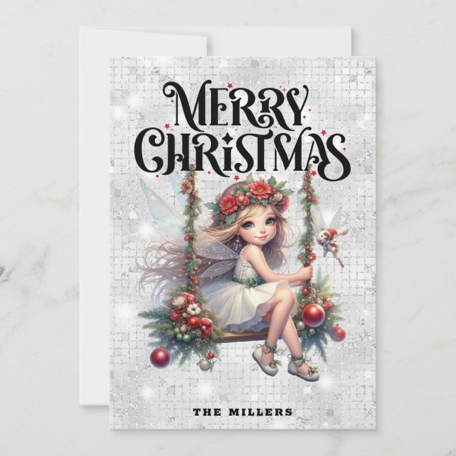 Silver Glitzer Weihnachtskarte Karte (Vorderseite)