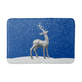 Silver Glitzer Weihnachtsmann im Schnee Badematte