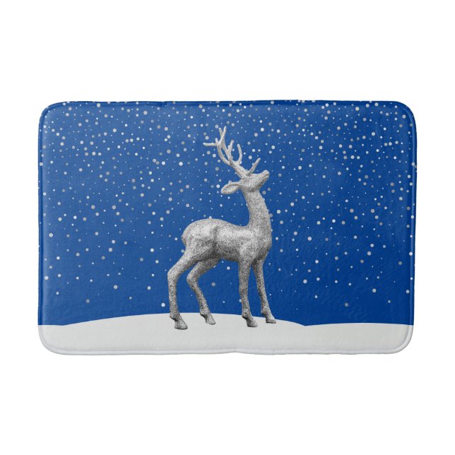Silver Glitzer Weihnachtsmann im Schnee Badematte (Vorderseite)