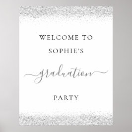 Silver Glitzer Welcome Graduation Party Poster