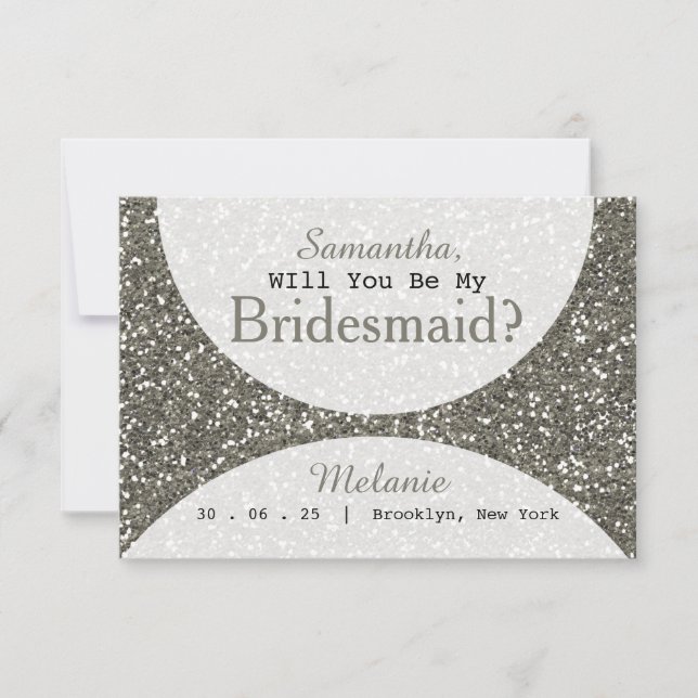 Silver Glitzer wirst du meine Bridesmaid sein Einladung (Vorderseite)