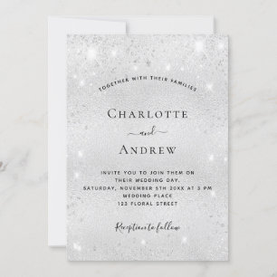 Silver Glitzern QR Code UAWG Hochzeit Einladung