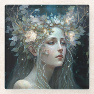 Silver Goddess Fantasy Art Glasuntersetzer