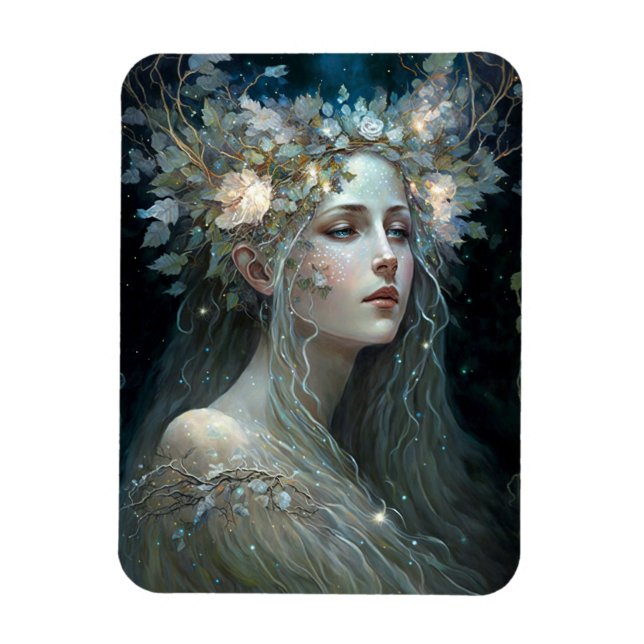 Silver Goddess Fantasy Art Magnet (Vertikal)