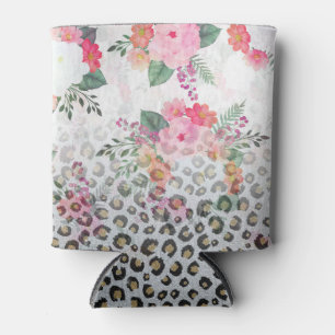 Silver Gold Black Leopard Print Pink Blume Dosenkühler