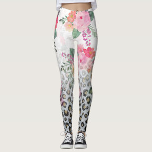 Silver Gold Black Leopard Print Pink Blume Leggings