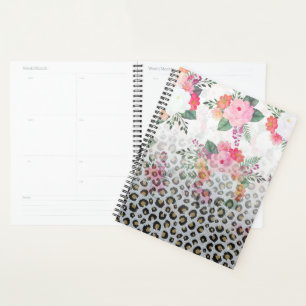 Silver Gold Black Leopard Print Pink Blume Planer