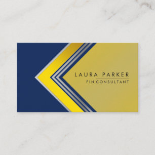 Silver Gold Blue Geometrie Finance Modern Visitenkarte