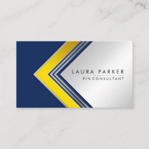Silver Gold Blue Geometrie Finance Modern Visitenkarte