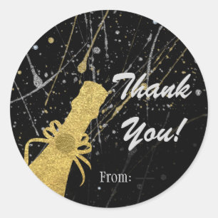 Silver & Gold Champagne Gastgeschenk feiern Runder Aufkleber