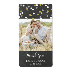 Silver Gold Confetti Foto Wedding Labels