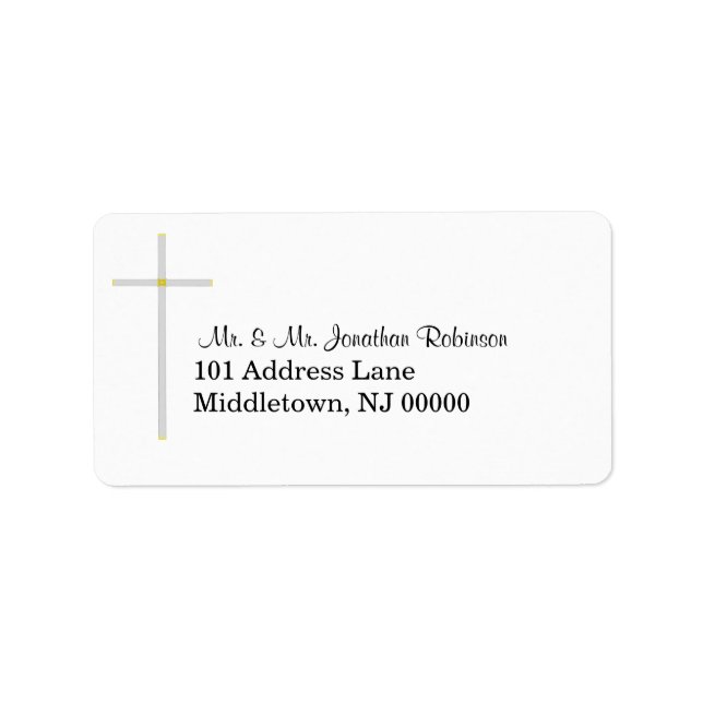 Silver Gold Cross-Adressetiketten Adressaufkleber (Vorne)