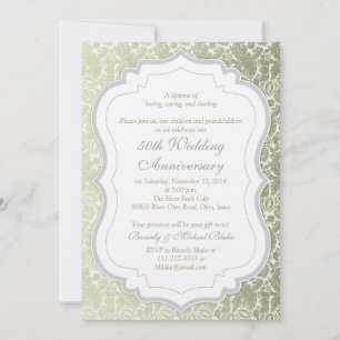 Silver Gold Damask 50. Hochzeitstag Einladung