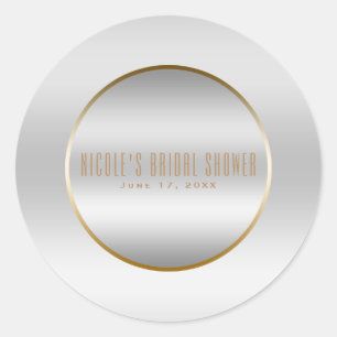 Silver & Gold Elegante klassische Glam-Gastgeschen Runder Aufkleber