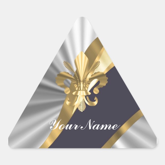 Silver & gold Fleur Lys Dreieckiger Aufkleber (Vorderseite)