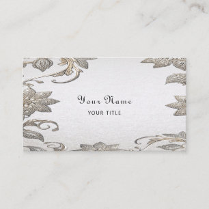 Silver Gold Floral Business Card Visitenkarte