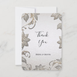 Silver Gold Floral Dankeschön Karte