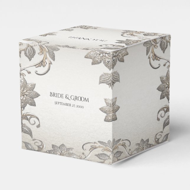 Silver Gold Floral Fevor Box Geschenkschachtel (Vorderseite)