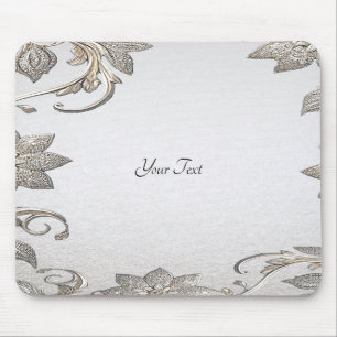Silver Gold Floral Mousepad