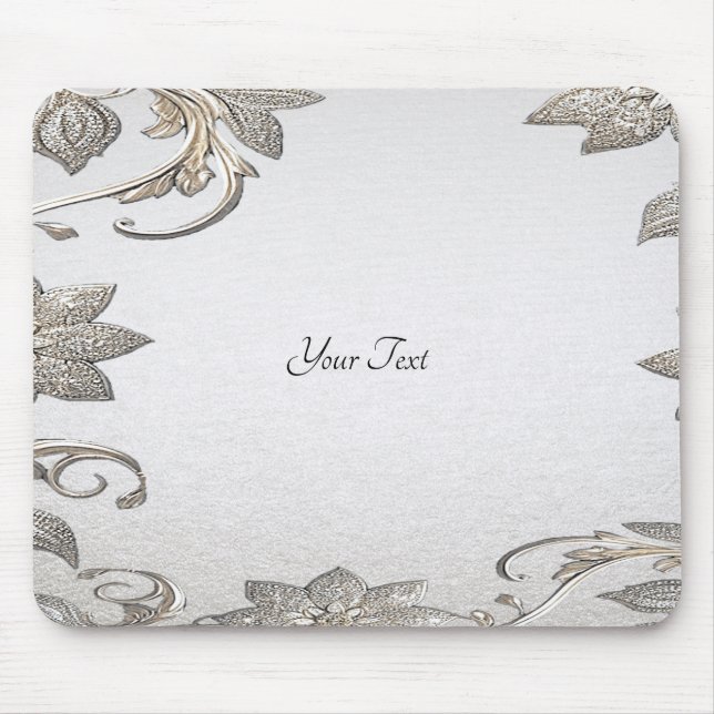Silver Gold Floral Mousepad (Vorne)