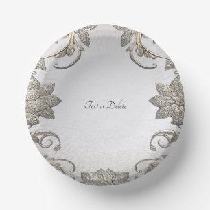 Silver Gold Floral Paper Bowls Pappteller