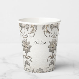 Silver Gold Floral Paper Cups Pappbecher