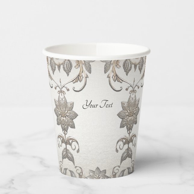 Silver Gold Floral Paper Cups Pappbecher (Links)