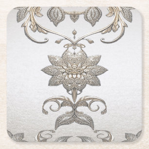 Silver Gold Floral Paper Untersetzer