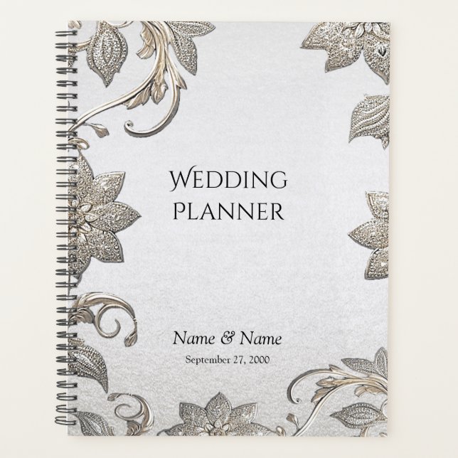 Silver Gold Floral Planner Planer (Vorderseite)