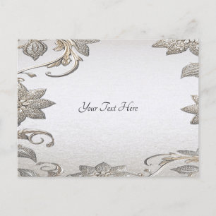 Silver Gold Floral Postcard Postkarte