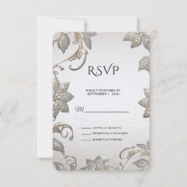 Silver Gold Floral RSVP Card