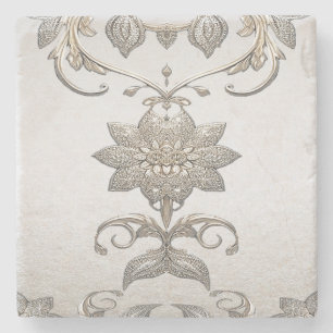 Silver Gold Floral Stone Untersetzer