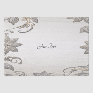Silver Gold Floral Tissue Paper Seidenpapier
